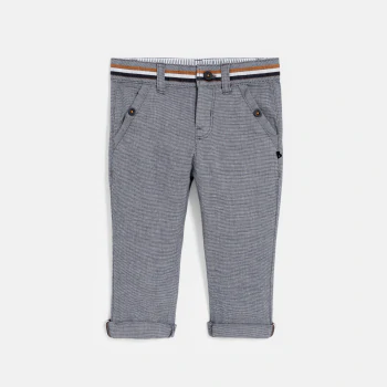 Baby boy's blue textured cotton trousers