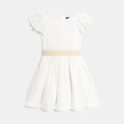 فستان حفلات أبيض لامع للفتيات