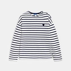 تيشيرت بحارة بأكمام طويلة باللون الأزرق الداكن للفتيات