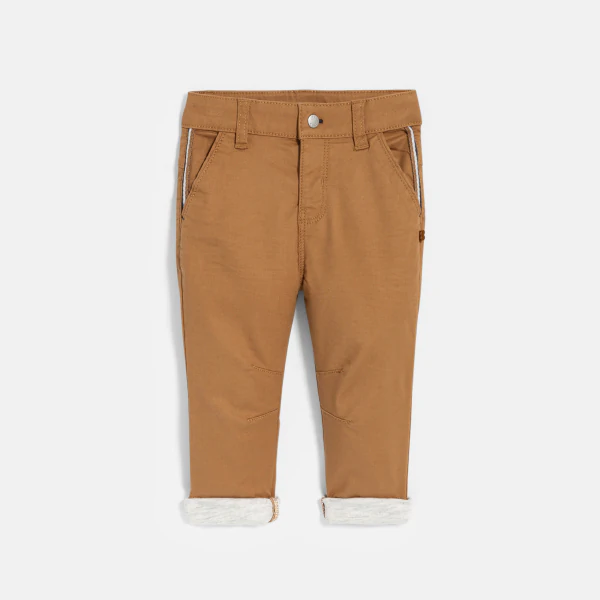 Baby boy's brown textured cotton trousers