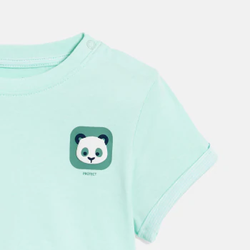 Baby boy's blue-green patterned T-shirt