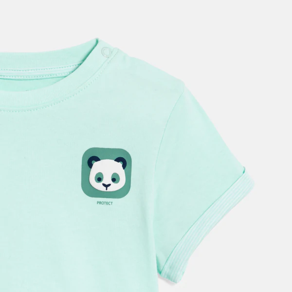 Baby boy's blue-green patterned T-shirt