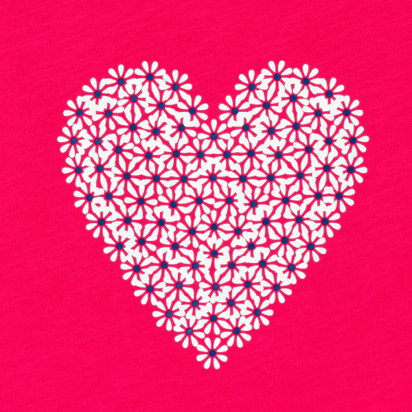 Girl's pink short-sleeve T-shirt with heart motif