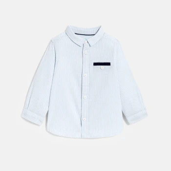 Baby boy's blue striped shirt in textured cotton