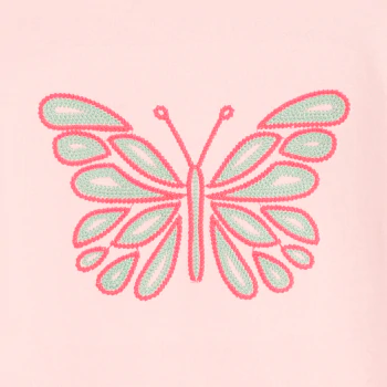 Girl's pink short-sleeve T-shirt with butterfly motif