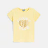 Girl's yellow sequinned T-shirt with short sleeves