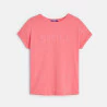 Girl's pink short-sleeve T-shirt with slogan