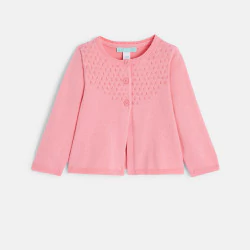 Baby girl's fancy pink knitted cardigan