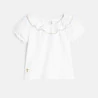 Baby girl's white sparkly ruffle neck T-shirt