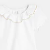 Baby girl's white sparkly ruffle neck T-shirt