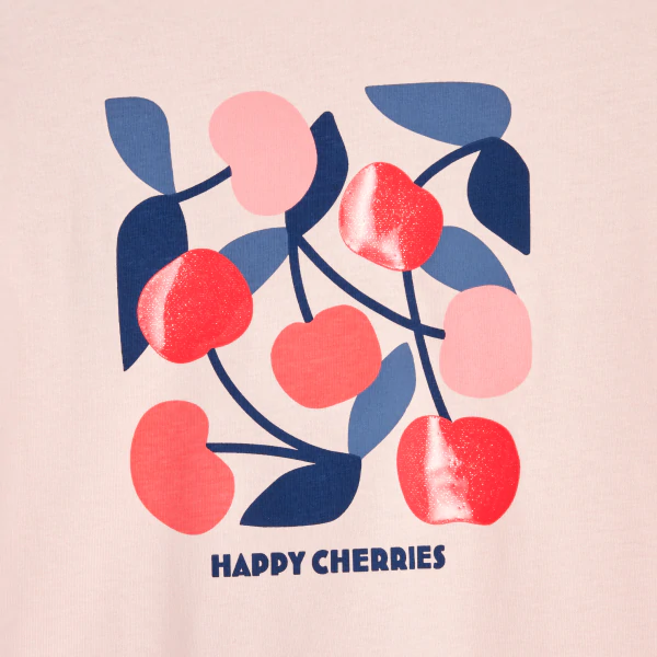 Girl's pink printed short-sleeve T-shirt