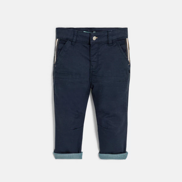 Baby boy's blue textured cotton trousers