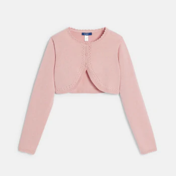 Girl's pink fine-knit bolero