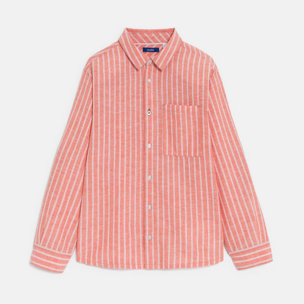 Boy's orange linen striped shirt