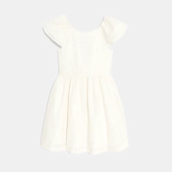 فستان واسع مخطط باللون الأبيض للفتيات