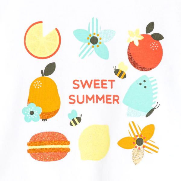 Baby girl's white fruit print T-shirt