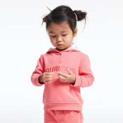Baby girl's pink embroidered fleece hoodie