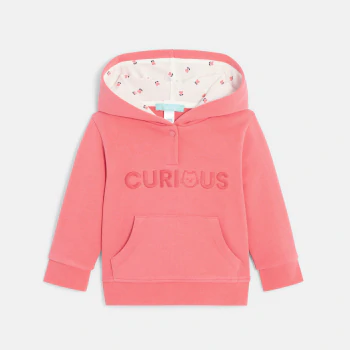 Baby girl's pink embroidered fleece hoodie