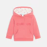 Baby girl's pink embroidered fleece hoodie