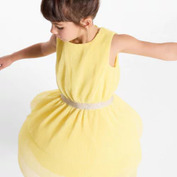 Girl's yellow sleeveless sequin dress