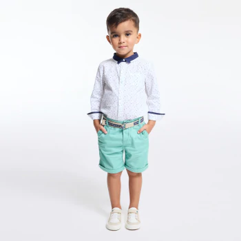 Boy's plain green canvas Bermuda shorts