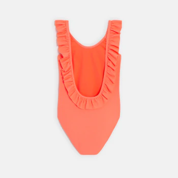 Girl's plain orange 1-piece swimming costume