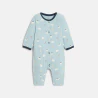 Baby boy's blue ribbed cotton animal sleepsuit