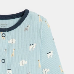 بدلة نوم قطن مضلّع بطبعة...