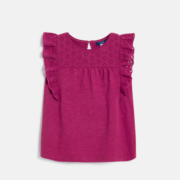 Girls' broderie anglaise T-shirt