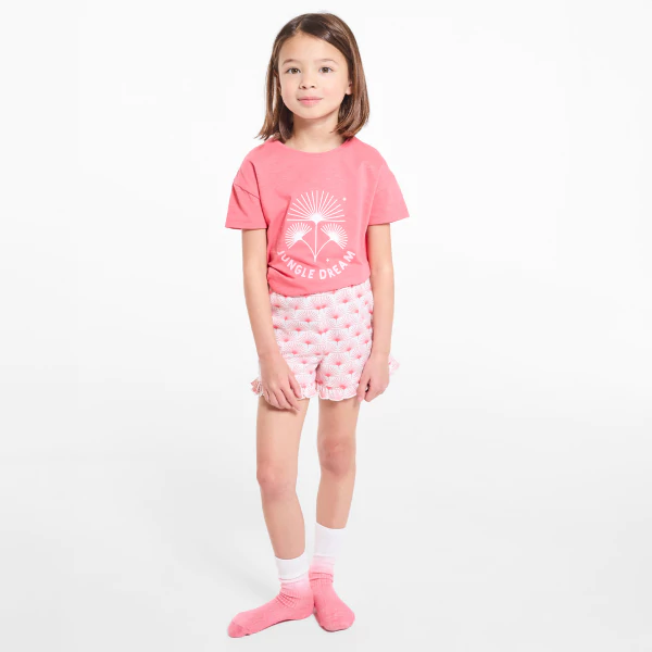 Girl's coral jersey short pyjamas