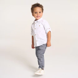 Baby boy's blue textured cotton trousers