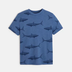 Boy's blue short-sleeve T-shirt with shark design