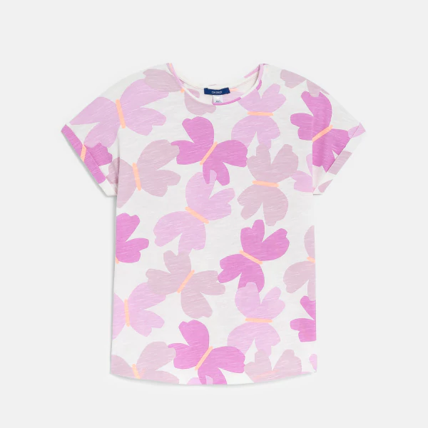 Girl's mauve short-sleeve T-shirt