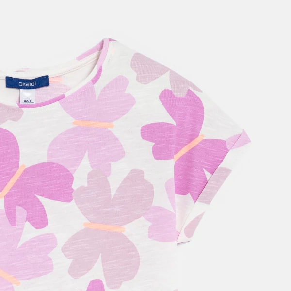 Girl's mauve short-sleeve T-shirt