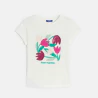 Girl's white printed short-sleeve T-shirt