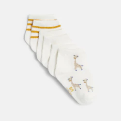 Baby girl's white giraffe ankle socks (pack of 3)