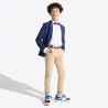 Boy's navy blue suit jacket in cotton and linen.