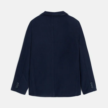 Boy's navy blue suit jacket in cotton and linen.