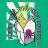 Boy's green Japanese-style patterned T-shirt with short sleeves