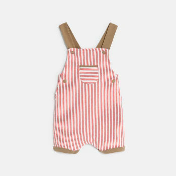 Baby Boy's fleece short-overalls and red bodysuit