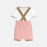 Baby Boy's fleece short-overalls and red bodysuit