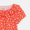 Baby girl's pink textured fabric T-shirt with ruffle collar
