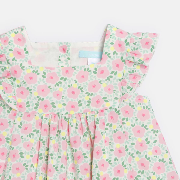 Baby girl's elegant pink floral dress