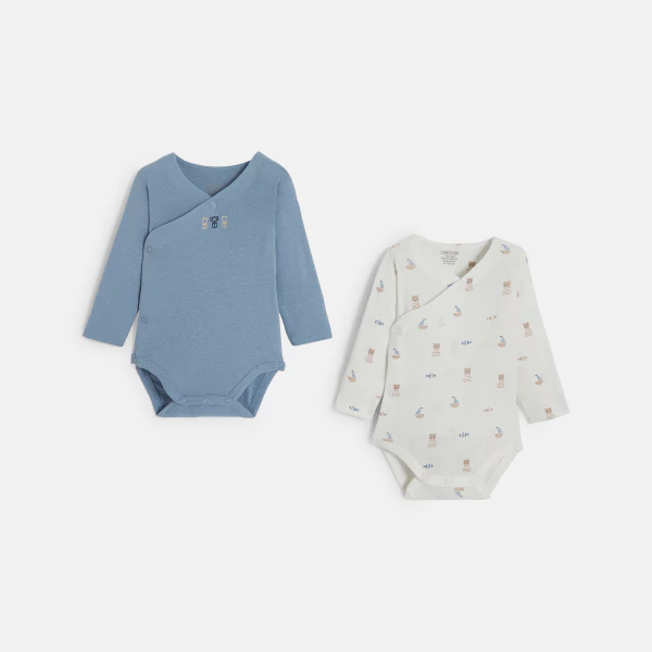 Newborn blue bodysuit with size extender (set of 2)