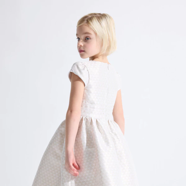 Girl's ecru jacquard dress