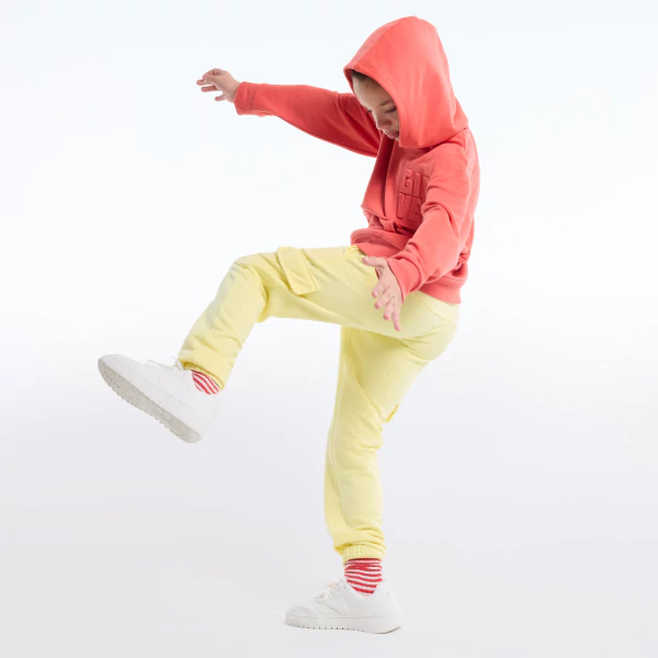 Girl's plain yellow cargo joggers