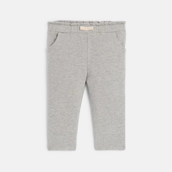 Baby girl's shiny grey fleece trousers