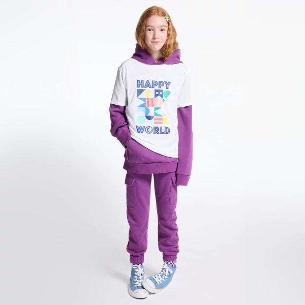 Boy's white slogan T-shirt with short sleeves