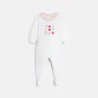 Baby girl's patterned white sleepsuit with embroidered apples