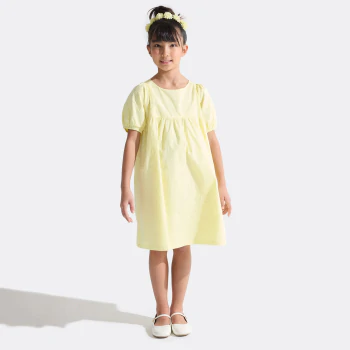 Girl's plain yellow babydoll dress